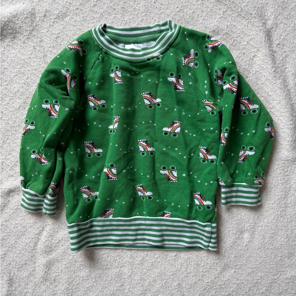 Hanna Andersson Green Sweatshirt with Roller Skate Motif